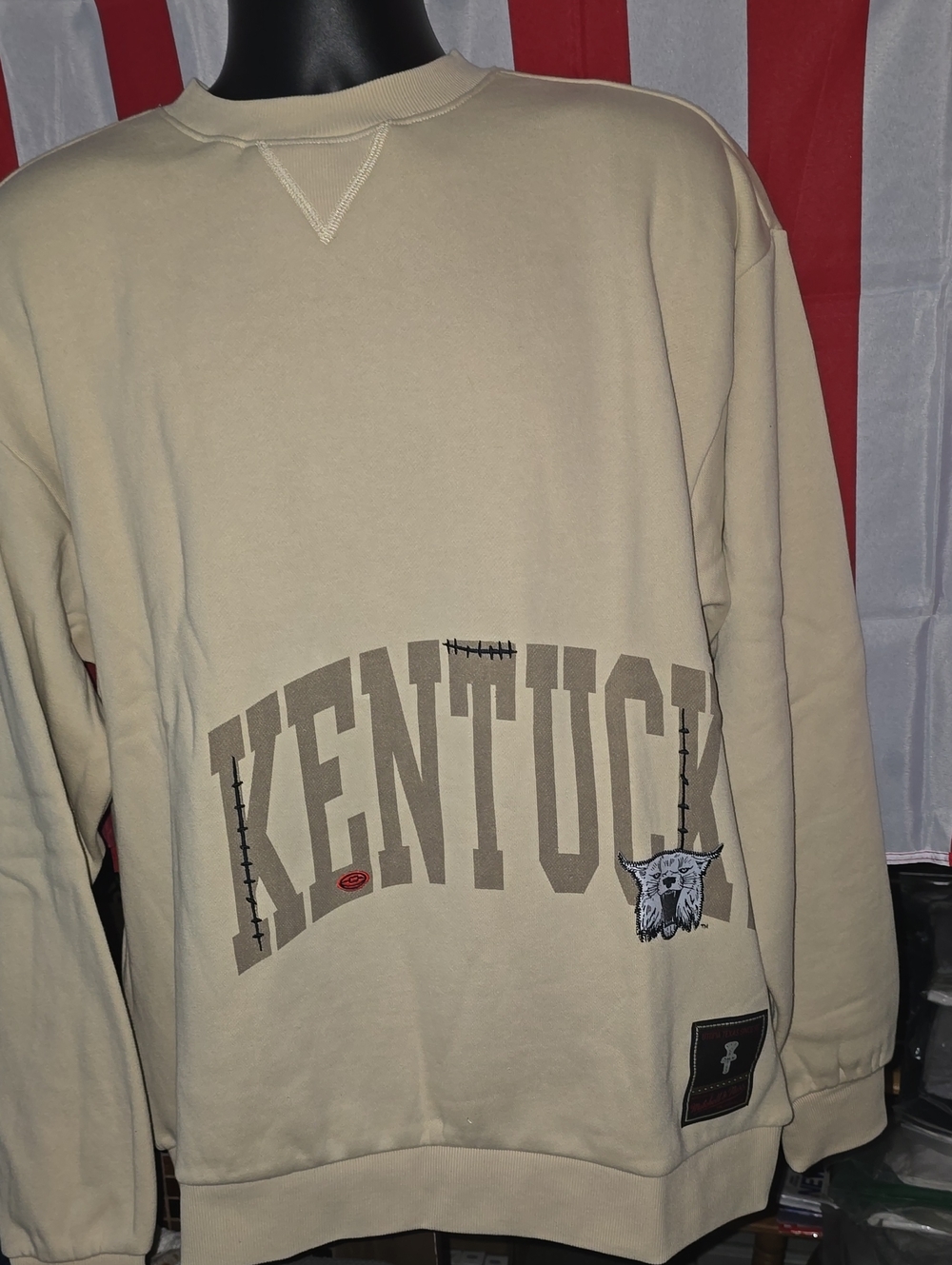 Travis Scott Beige Crewneck with Brown 'KENTUCKY' Graphic
